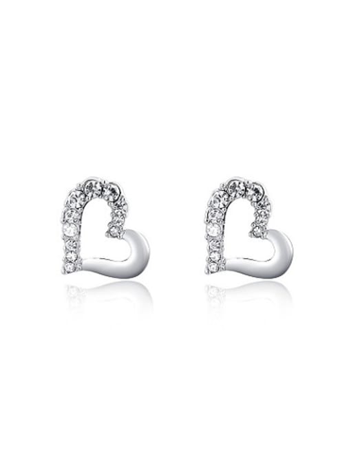 Platinum Temperament Heart Shaped Austria Crystal Stud Earrings