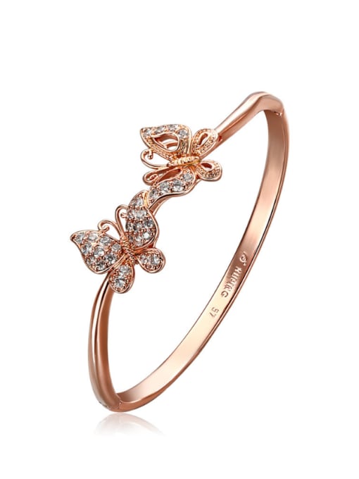 XP Copper Alloy Rose Gold Plated Fashion Butterfly Zircon Bangle 0