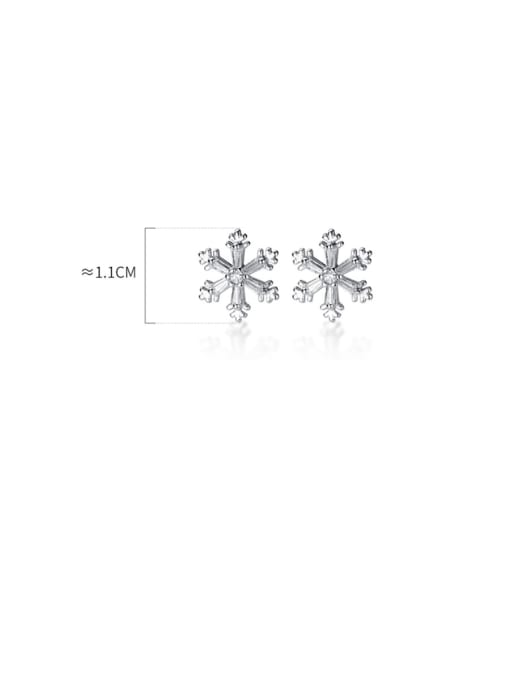 Rosh 925 Sterling Silver With Cubic Zirconia Simplistic Snowflake  Stud Earrings 3