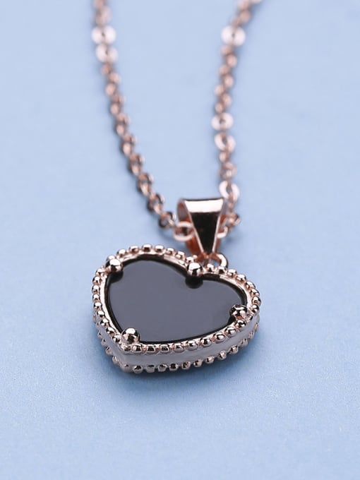 One Silver Black Heart Shaped Necklace 3