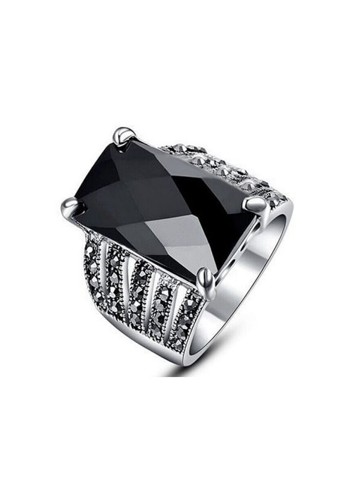 Gujin Fashion Black Resin Stone Rhinestones Alloy Ring 0