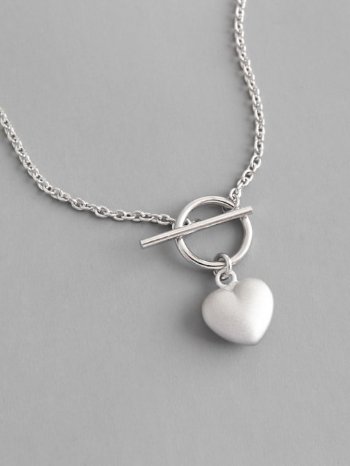 DAKA 925 Sterling Silver With Platinum Plated Simplistic Heart Locket Necklace