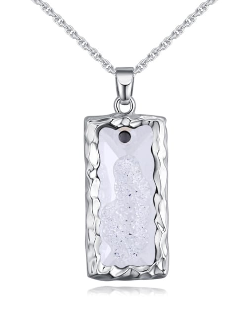 2 Personalized austrian Crystal Rectangular Pendant Alloy Necklace