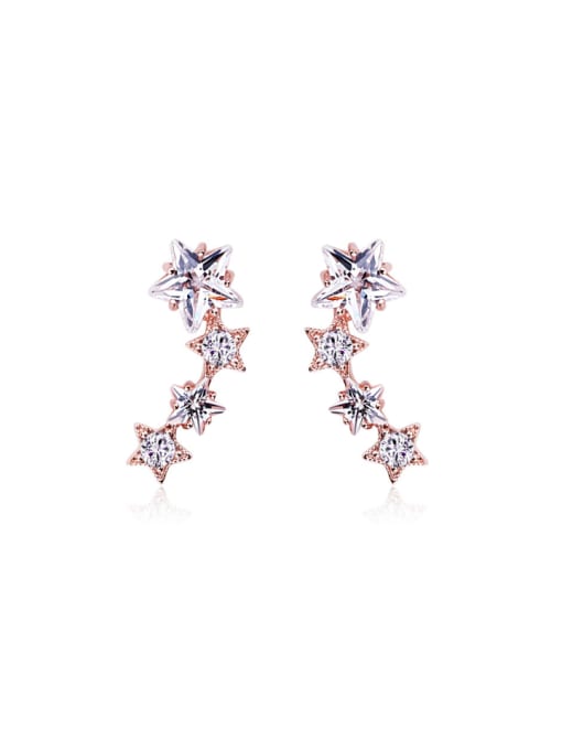 OUXI Exquisite Rose Gold Star Shaped Zircon Cluster earring 0