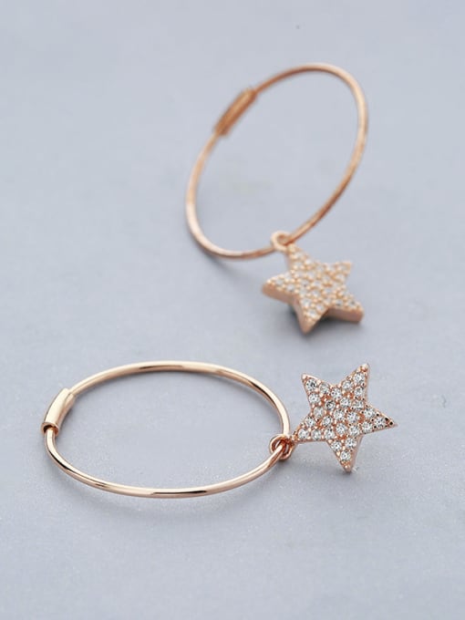 One Silver Fashion Zirconias-covered Star Rose Gold Plated 925 Silver Earrings 3