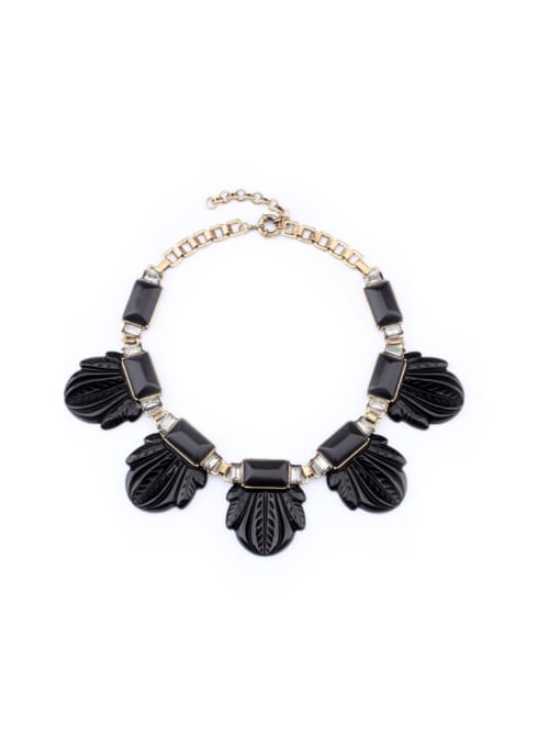 Black Personality Leaves Shaped Sweater Necklace