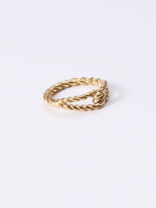 GROSE Titanium With Gold Plated Simplistic  Hollow Geometric Band Rings