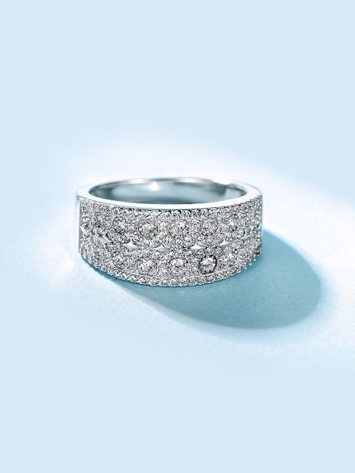 UNIENO White Gold Plated Zircon Ring 0
