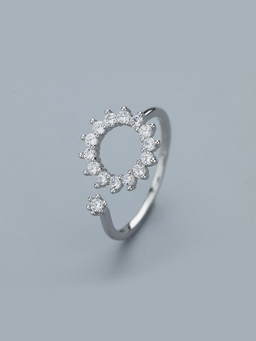 One Silver Women Trendy Round Shaped Zircon Ring 0