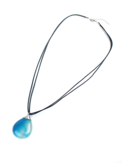 HN1871-B Water Drop Simple Double Chain Necklace
