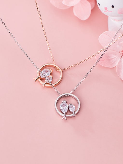 Rosh 925 Sterling Silver With Cubic Zirconia Cute Owl Necklaces 3