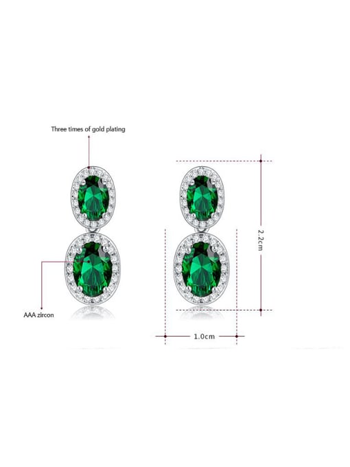 Ronaldo Green Oval Shaped AAA Zircon Two Pieces Jewelry Set 2