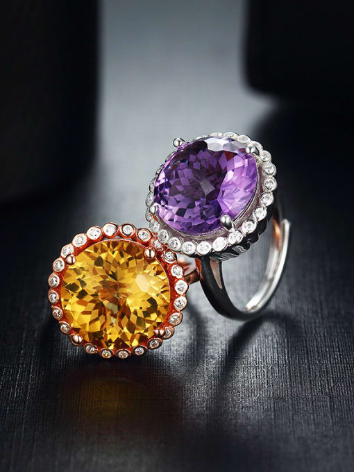 Yellow Exaggerated Round Crystal Ring