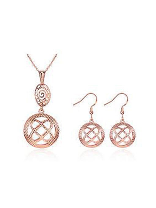 Rose Gold Retro style Hollow Round Two Pieces Jewelry Set