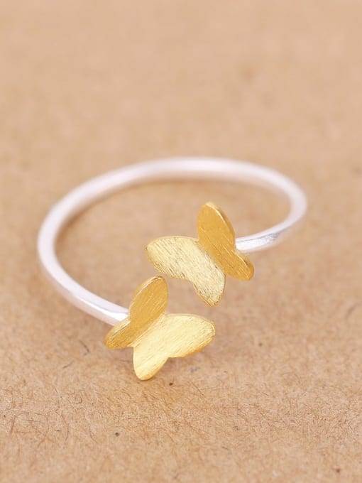 Peng Yuan Simple Butterflies Silver Opening Ring