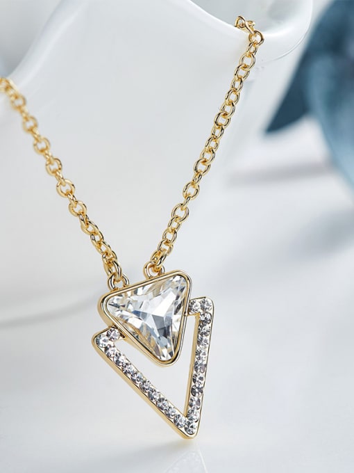 CEIDAI Simple austrian Crystal Triangle Gold Plated Necklace 2
