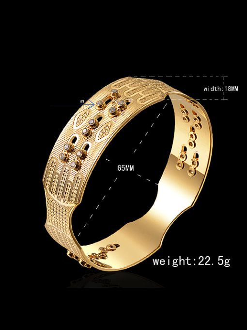 Ya Heng Luxurious Gold Plated Cubic Zirconias Copper Band Bracelet 3