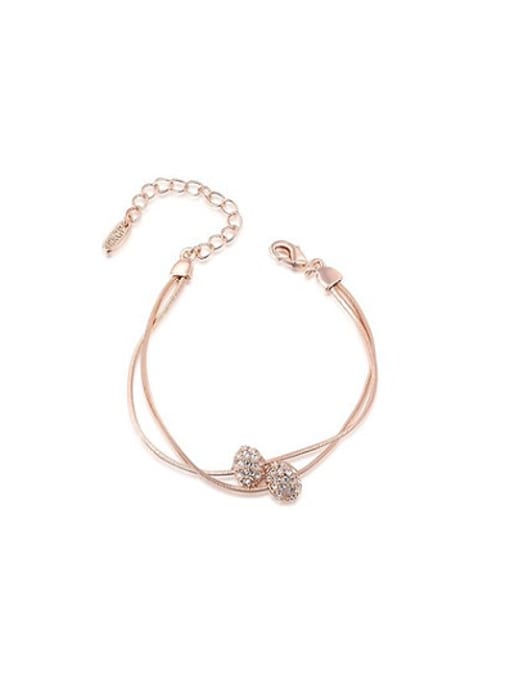 Rose Gold All-match Adjustable Length Oval Shaped Crystal Bracelet