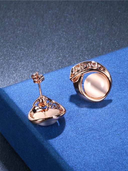 Ronaldo Trendy Rose Gold Plated Opal Stone Earrings 1