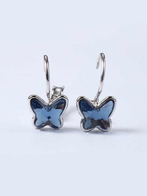 Ink Blue Fashion Crystal Butterfly Women Earrings