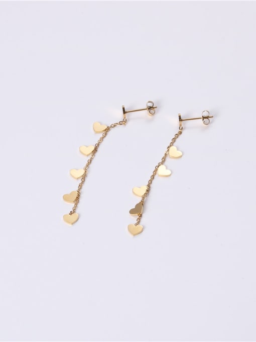 GROSE Titanium With Gold Plated Simplistic Heart Drop Earrings 4