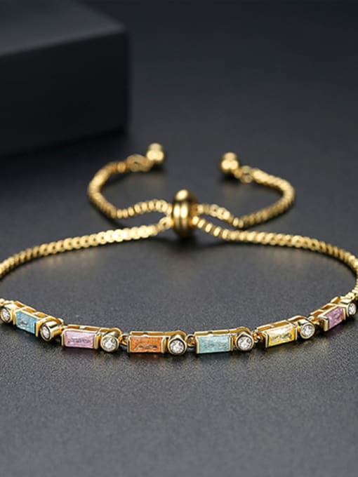 18k-Gold Copper With 18k Gold Plated Fashion Geometric Cubic Zirconia Bracelets