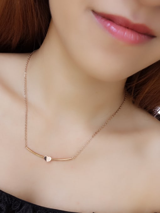 JINDING Heart-shaped Female Models Titanium Steel Rose Gold Necklace 1