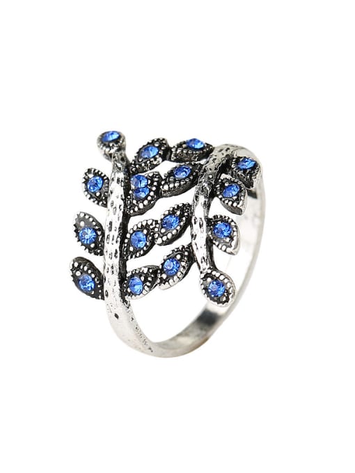 Gujin Personalized Leaves Cubic Crystals Alloy Ring 1