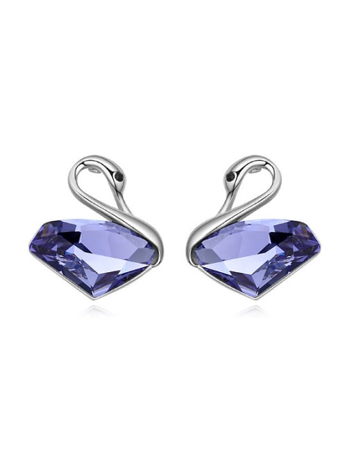 purple Fashion austrian Crystal-accented Swan Alloy Stud Earrings