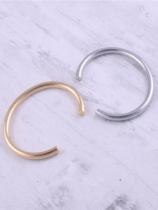 GROSE Titanium With Gold Plated Simplistic  Smooth Round Bangles 3