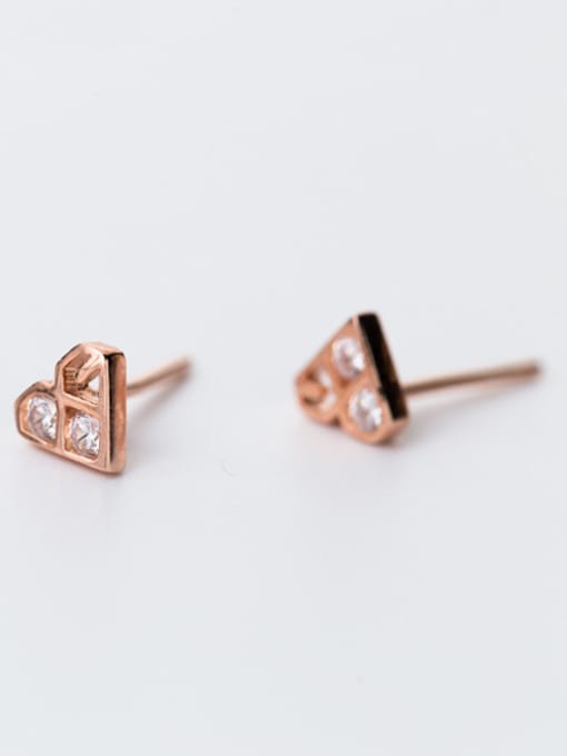 Rosh Lovely Rose Gold Plated Heart Shaped Rhinestones Stud Earrings 1