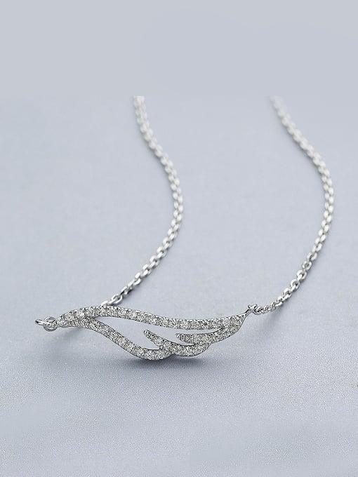 One Silver Wing Zircon Necklace 0