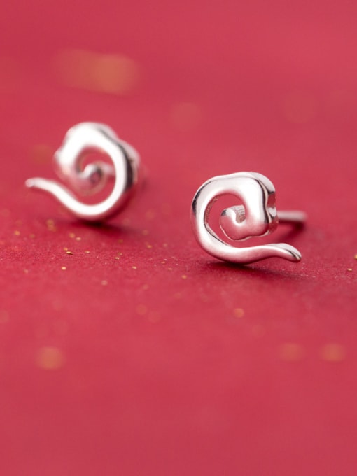 Rosh 925 Sterling Silver With Platinum Plated Cute snails  Stud Earrings 3