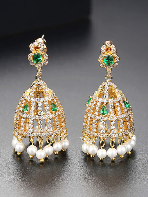 BLING SU Copper inlaid AAA zircons new style bell-shaped earrings 0