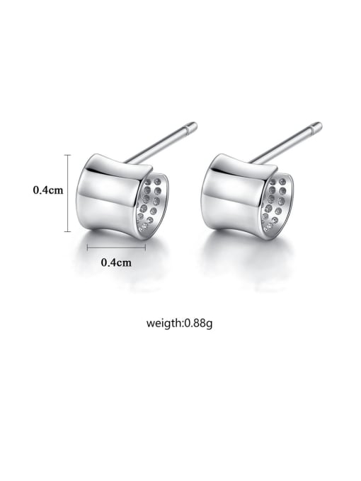 CCUI 925 Sterling Silver With Platinum Plated Simplistic Cylinder Stud Earrings 3