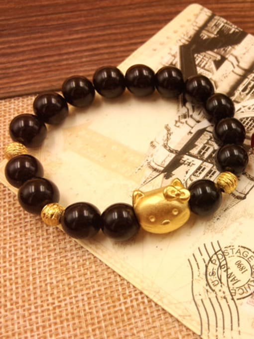 black Women Cartoon Cat Stone Bracelet