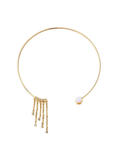 KM Alloy Artificial Pearl Tassels Necklace 0