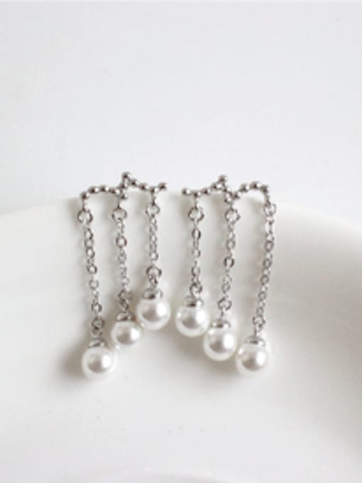DAKA Personalized Artificial Pearls Silver Stud Earrings 2