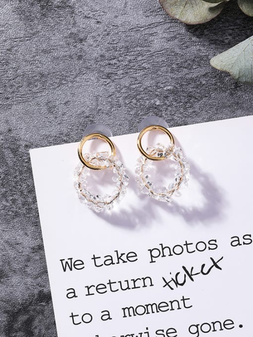 B 2.6cm Alloy With Gold Plated Fashion Round Beads Stud Earrings