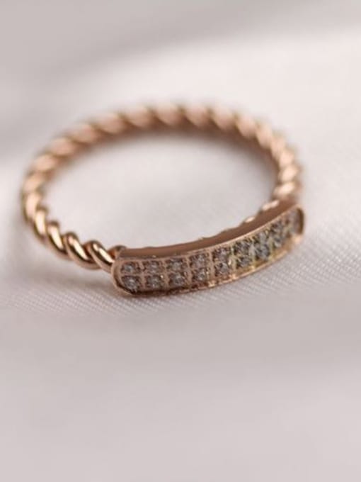 GROSE Twisted Korean Style Zircon Ring 0