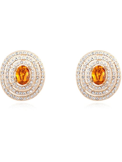 yellow Fashion Shiny austrian Crystals-covered Alloy Stud Earrings