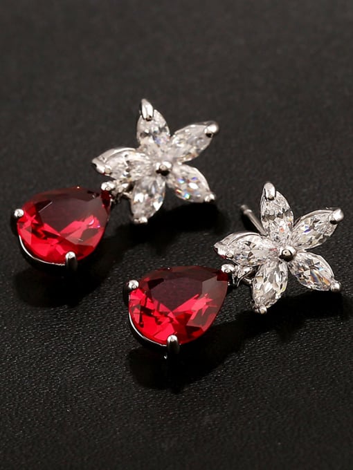 Red Quality Of Zircon Flower Fashion stud Earring