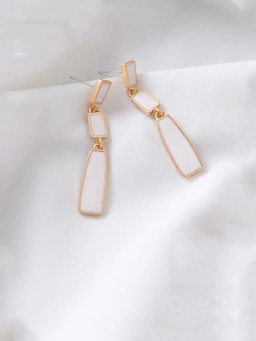 D white Alloy With Rose Gold Plated Punk Geometric Drop Earrings