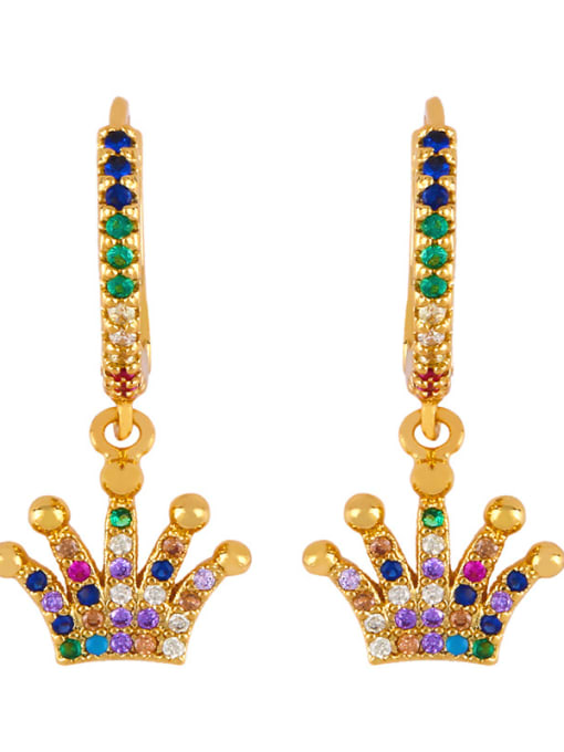 An crown Copper With Cubic Zirconia Trendy Evil Eye/crown Drop Earrings