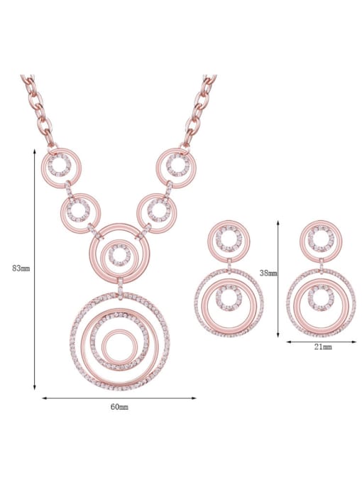 BESTIE 2018 Alloy Rose Gold Plated Fashion Rhinestones Round shaped Two Pieces Jewelry Set 3
