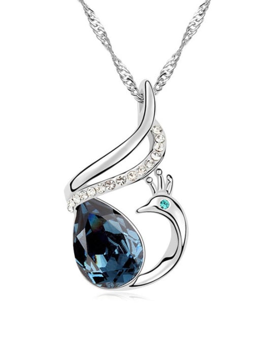 royal blue Fashion Water Drop austrian Crystals Phoenix Alloy Necklace