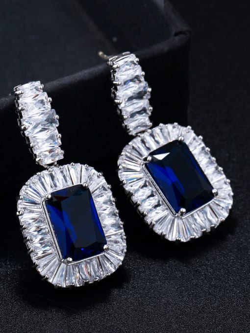 Blue Copper inlaid AAA zircons noble luxury Earrings