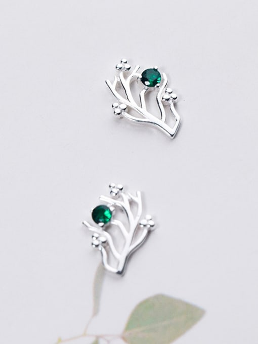 Rosh 925 Sterling Silver With Silver Plated Simplistic Branch Stud Earrings 3