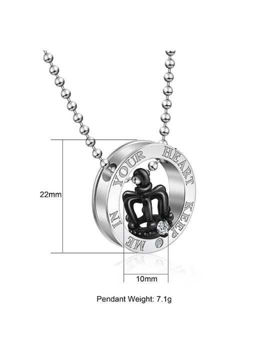 RANSSI Fashion Crown Round Lovers Necklace 4