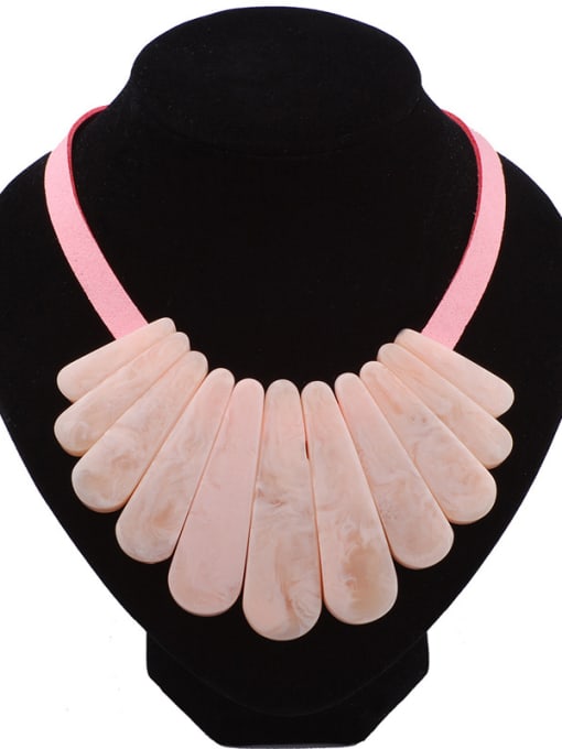pink Personalized Exaggerated Resin Pendant Suede Chain Necklace